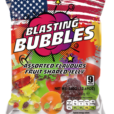 Blasting Bubbles Jelly Fruit Shape 360g x 20