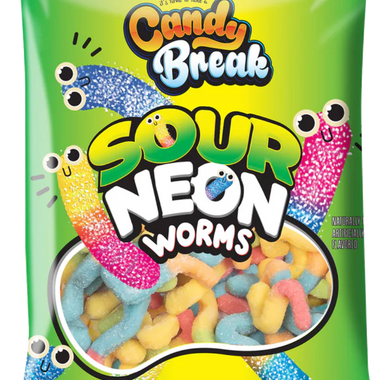 Candy Break Sour Neon Worms 4oz x 12